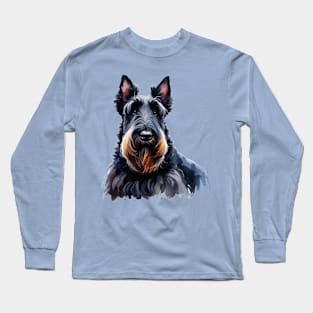 Scottish Terrier Watercolor Painting - Beautiful Dog Long Sleeve T-Shirt